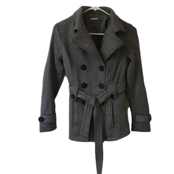 J2 Grey Belted Double Breasted Pea Coat Size XS - Picture 1 of 7